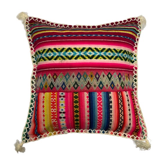 ペルー製 クッションカバー カラフルなペルーのヴィンテージクッション