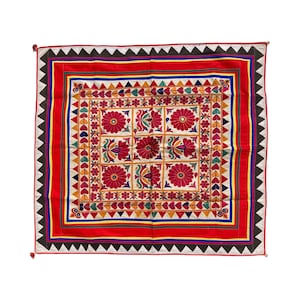 Indian Handmade Gujarat Vintage Wall Hanging, 88cm x 95cm (35&quot;x37&quot;), from Saurashtra