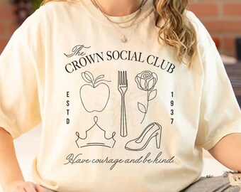 Crown Social Club Princess Shirt - Comfort Colors - Subtle Disney - Belle, Ariel, Cinderella, Aurora, Snow White