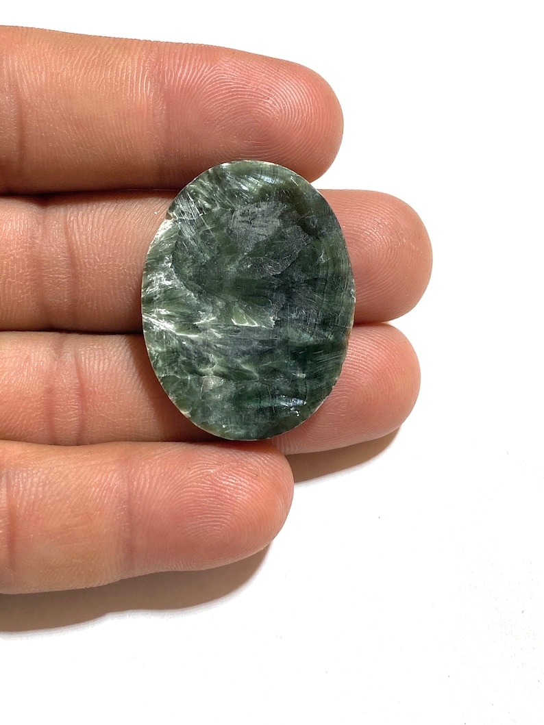 40Ct 100/% Natural Flashy Seraphinite Cabochon Gemstone Oval Shape Cabochon...35x27x5mm Approx
