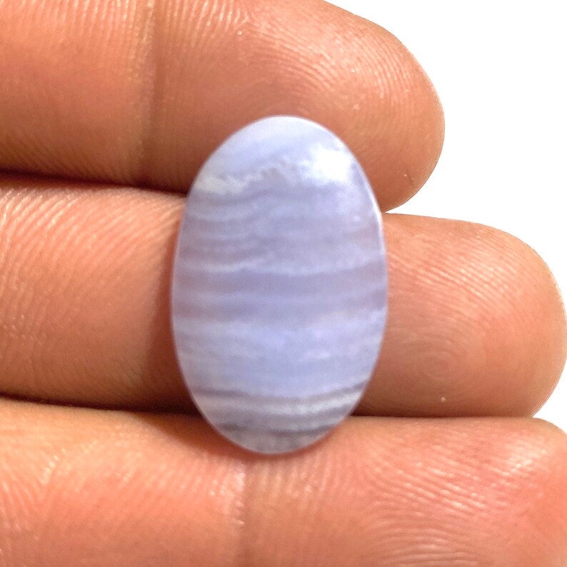 17Ct AAA Quality Blue Lace Agate Cabochon Gemstone Oval Shape Cabochon...25x16x5mm Approx