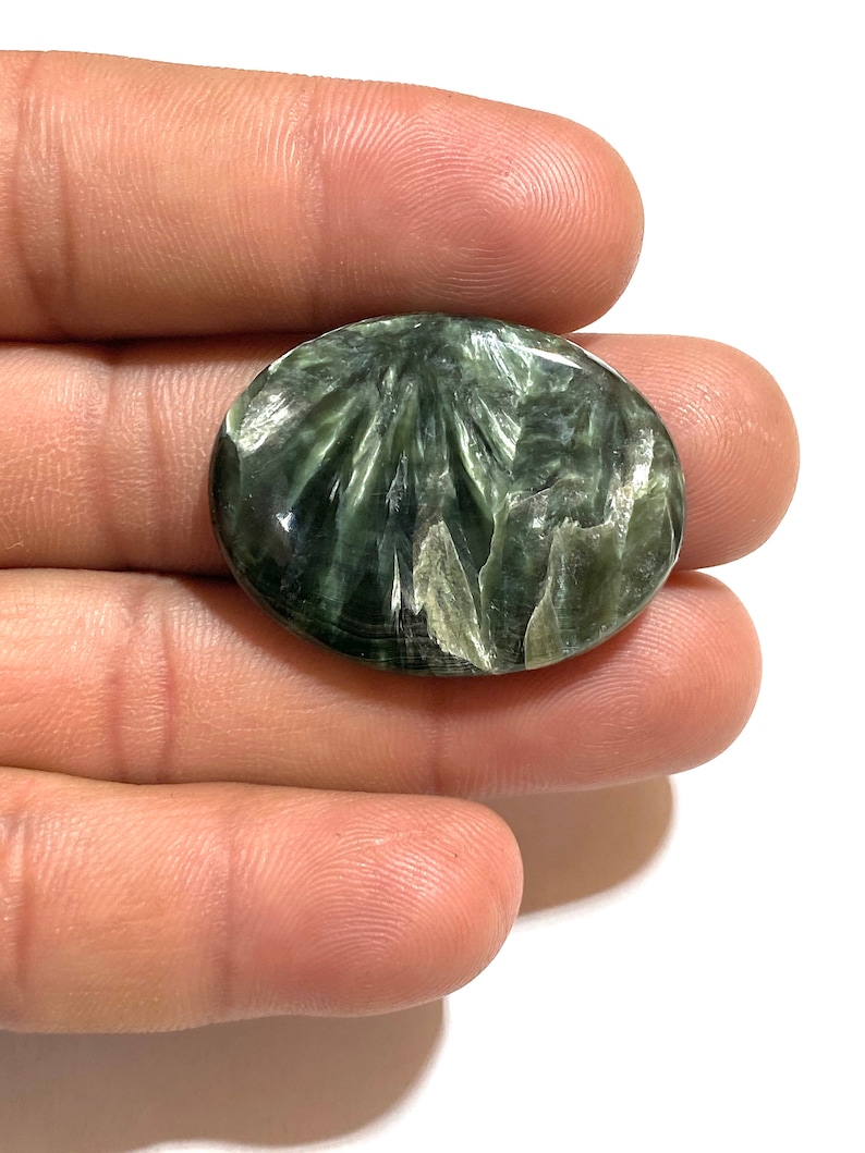 40Ct 100/% Natural Flashy Seraphinite Cabochon Gemstone Oval Shape Cabochon...35x27x5mm Approx