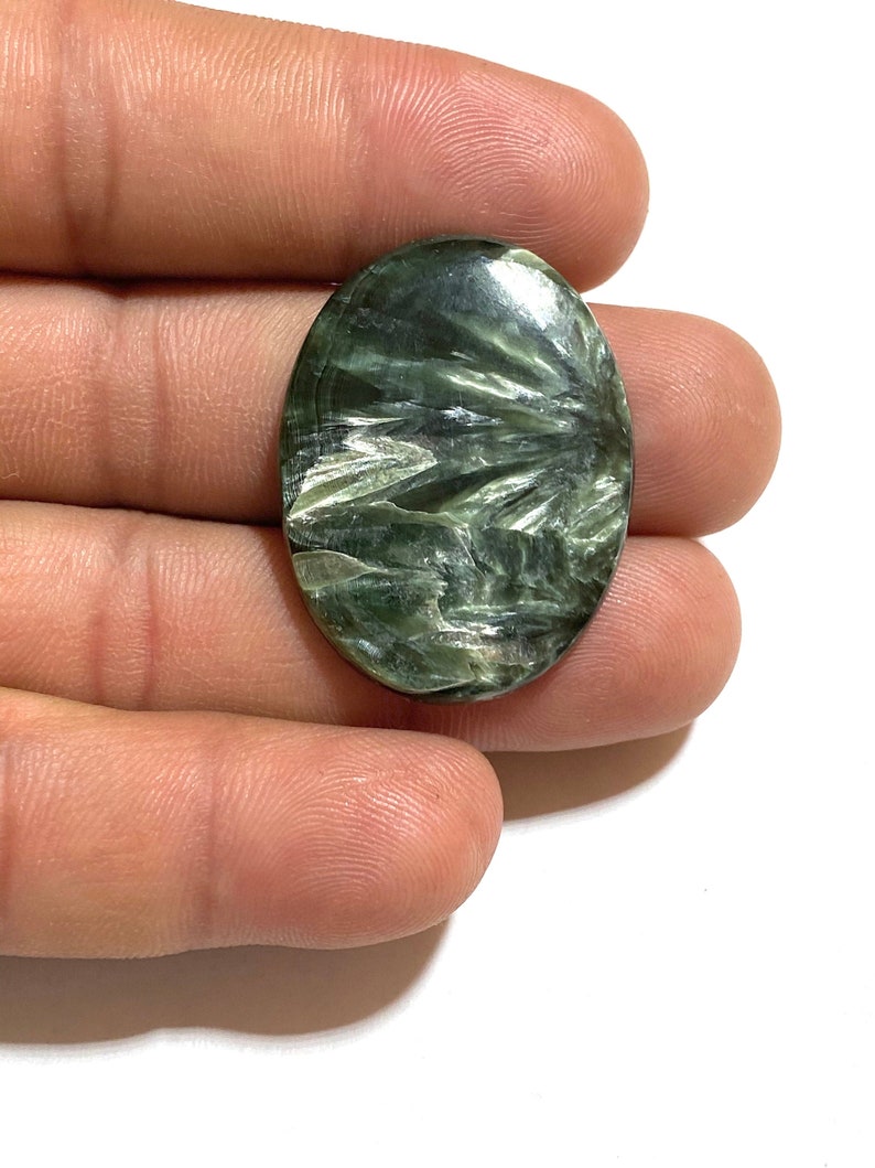 40Ct 100/% Natural Flashy Seraphinite Cabochon Gemstone Oval Shape Cabochon...35x27x5mm Approx