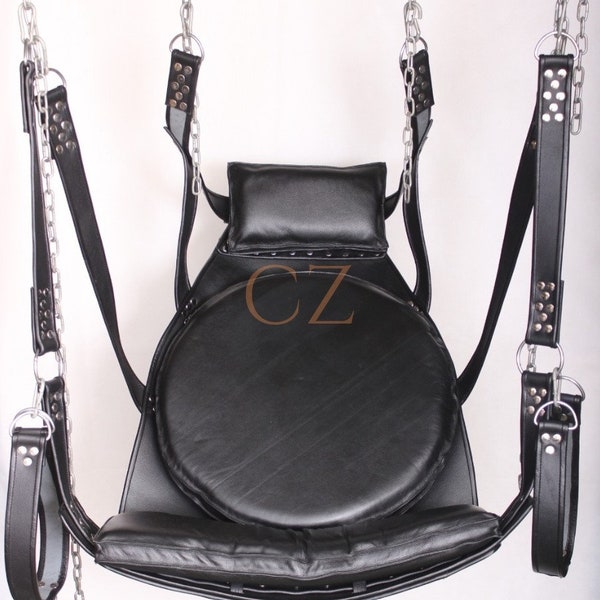 Exclusive VIP Black Leather Sex Swing & Sling BDSM Bondage, Critical Role, Leather Sex Swing, Bondage Swing, Adult Sex Sling, Mature Gifts