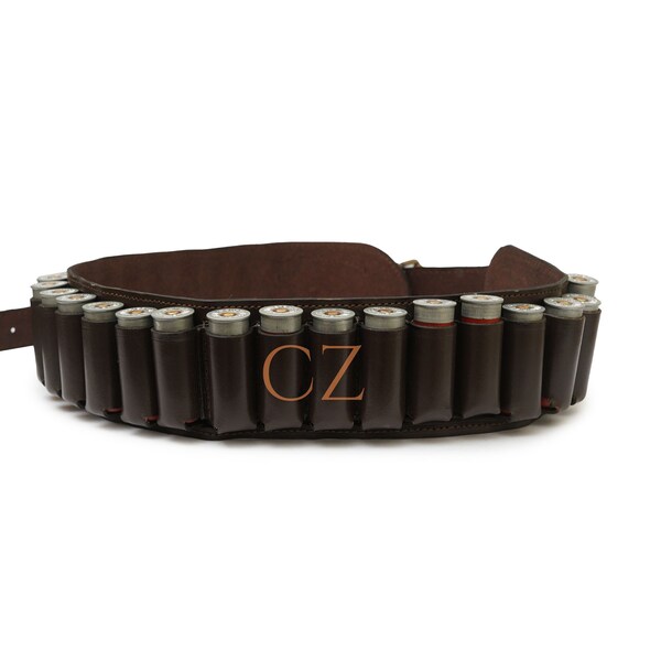 Cowhide Genuine Leather Adjustable Bandolier Cartridge Belt, Shotshell Bandolier Belt, Shotgun Shell Belt Ammunition Carrier, Gift for him