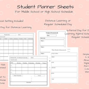 Printable Student Organizer, Middle School/High School Planner, Weekly/Daily Planner, Student Planner Bundle, Distance Learning Planner