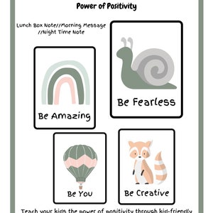 Encouragement Cards for Kids//Power of Positivity Cards//Affirmation Printables//Inspirational Cards//Positive Words//Wall Art for Kids