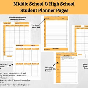 Middle School Student Planner Pages/High School Student Planner Pages/Printable Student Planner/Weekly Student Planner/Daily Student Planner