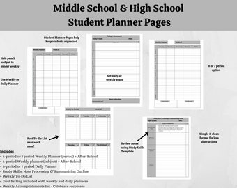 college student planner pdf Middle School Student Planner Pages/High School Student Planner Pages/Printable Student Planner/Weekly Student Planner/Daily Student Planner