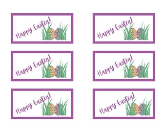 Printable Frohe Ostern Geschenkanhänger/Geschenkanhänger/Ostern Geschenkanhänger/Ostern/Geschenkkorb Anhänger/2x4 Zoll rechteckigen Geschenkanhänger/lila/Frohe Ostern