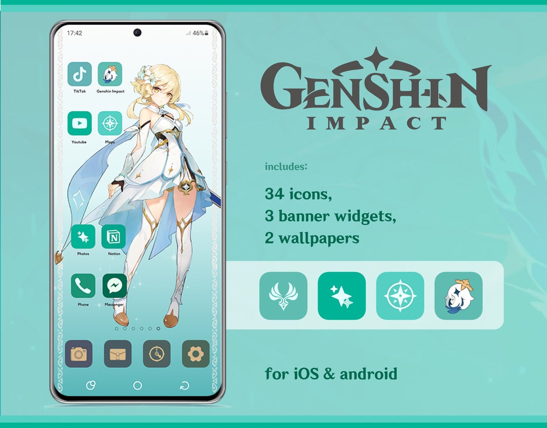 Genshin Impact App Icon and Wallpaper Pack for Ios 14 and Android Game