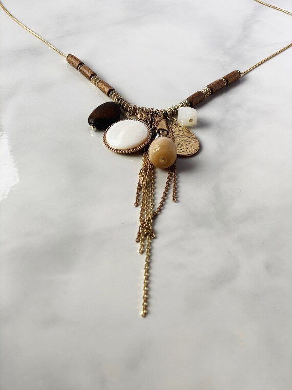 Brown bead necklace 30th birthday gift long brown necklace brown boho necklace