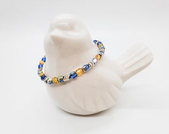 Down Syndrome Awareness Jewelry, Blue and yellow crystal beaded bracelet, The Lucky Few, Down Syndrome Gift