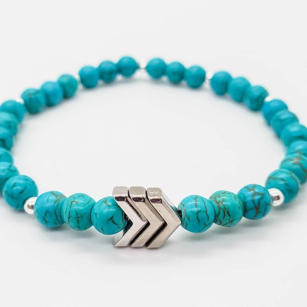 Turquoise Howlite, chevron bracelet, Down Syndrome Gift, The Lucky Few, Awareness Jewelry