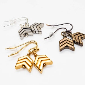 Simple in design, but big on Everyday Awareness. Gold, Silver, or Bronze chevron earrings
