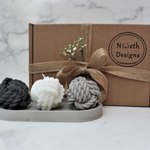 Bare Concrete Knot gift set | Handmade Eco Concrete Knot & decorative tray | Minimalist homeware | Eco concrete | Valentines | Mother's day