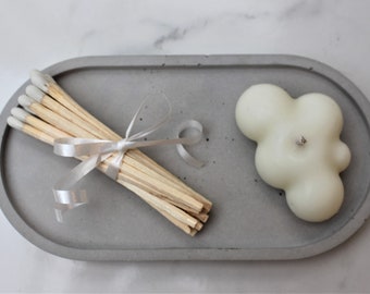 Candle & tray gift set | Budget friendly | Decorative tray | Sustainable wax | Minimalist homeware | Eco concrete | Christmas gift