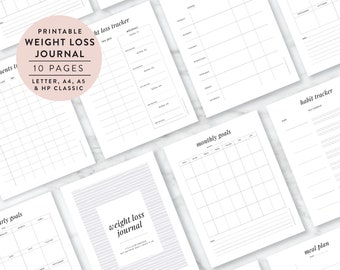 Printable Weight Loss Journal | Weight Loss Tracker | Fitness Tracker | Letter | A4 | A5 | Happy Planner Classic