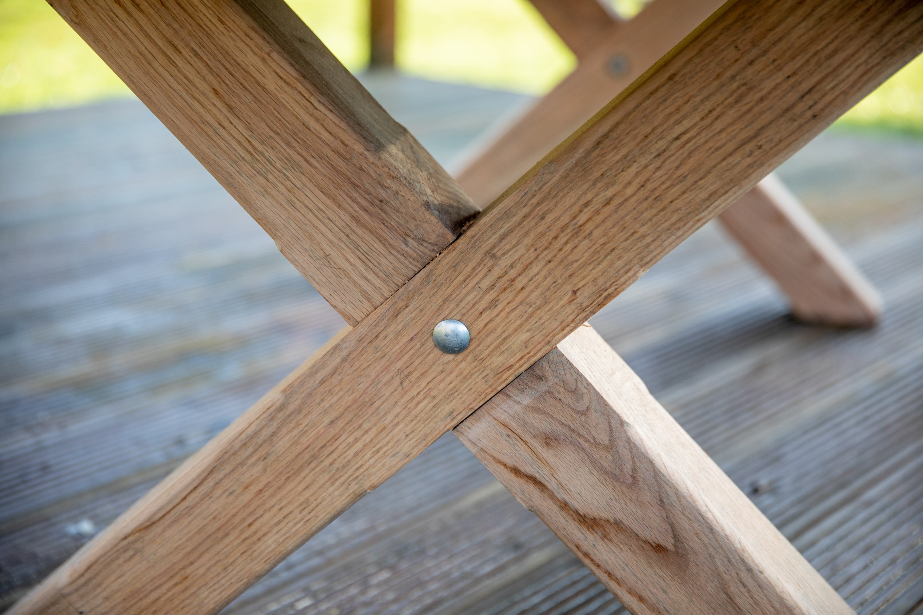 Standard Size Solid Oak Garden Table with Crossed Legs Etsy