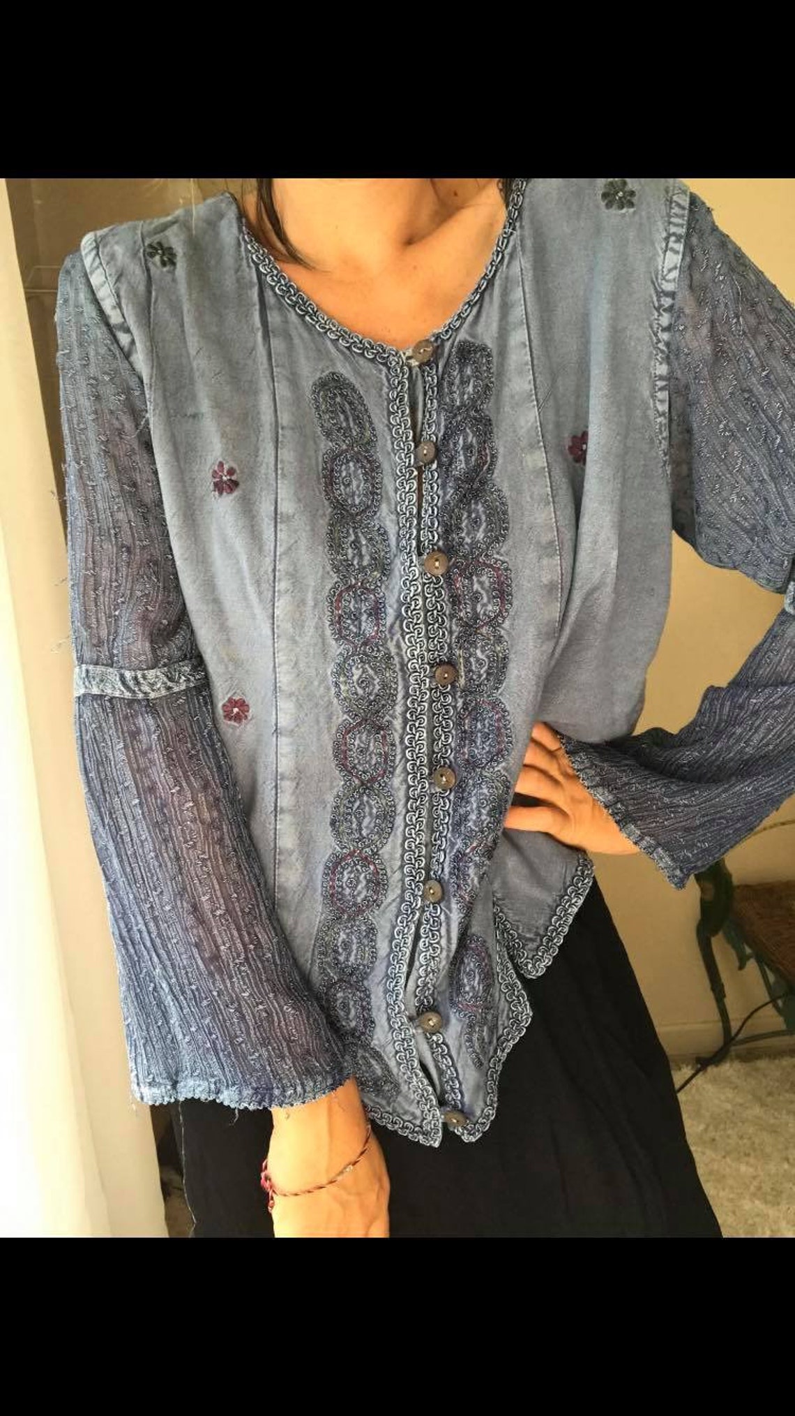 Vintage rayon jessecmault blouse top made in india rayon   etsy