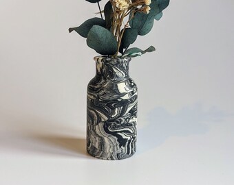 Bud Vase Black Marble | Quaint Bottle Style | Modern Home Decor | Gift for Her