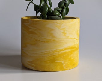 Indoor Plant Pot - Marble Yellow, Abstract, 15cm Terrazzo Pot Housewarming Gift