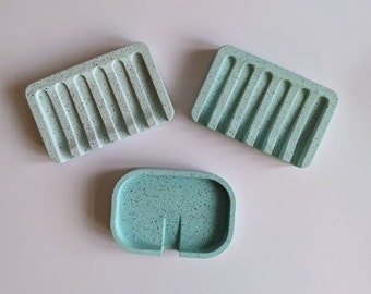 Sample Sale - Green Soap Dish | Stone Effect Eco Resin Jesmonite | Bathroom Decor | Housewarming Gift