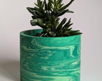 Handmade Plant Pot: Colourful Abstract Marble Design