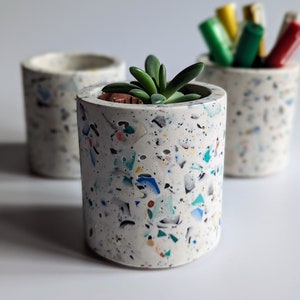 Rainbow Terrazzo Plant Pots, Zero Waste, Small Pen Pot