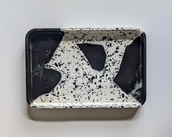 Black Terrazzo Tray, Large Rectangle Jesmonite