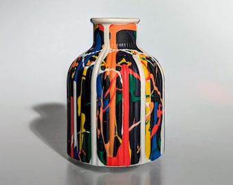 Black Rainbow Bud Vase Splatter