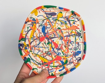 Rainbow Tray, Paint Splatter Abstract