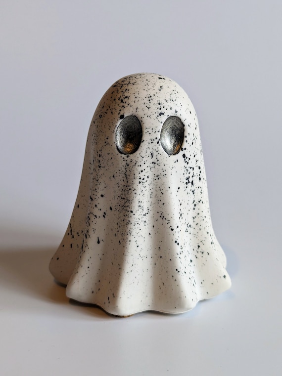 Handmade Speckled White Ghost Ornament - Wisp