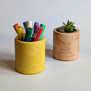 Colourful Small Pots, Bright Plant Pot, Marbled Pen Pot, Modern Home Decor