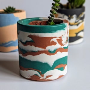 Small Plant Pot, Colourful Home Decor, Abstract Marble
