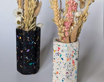 Terrazzo Vase Hexagon Flower Vase Zero Waste