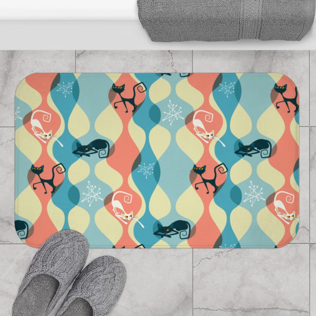 Mid Century Modern Bath Mat Retro Bath Mat Guest Bathroom Etsy