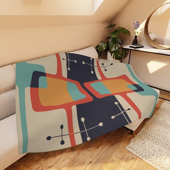 Mid Century Modern Blanket Retro Throw 1960s Decor Retro Etsy