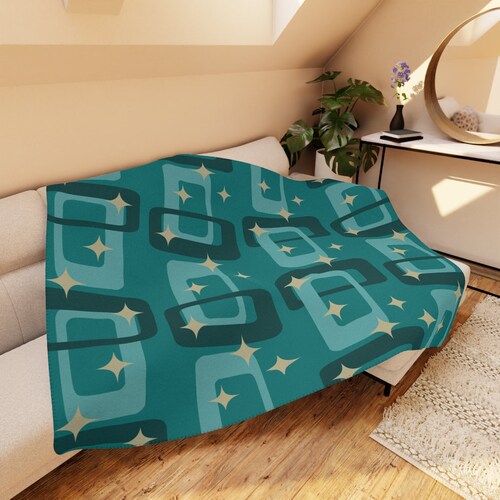 Mid Century Modern Blanket Retro Throw 1960s Decor Retro Etsy