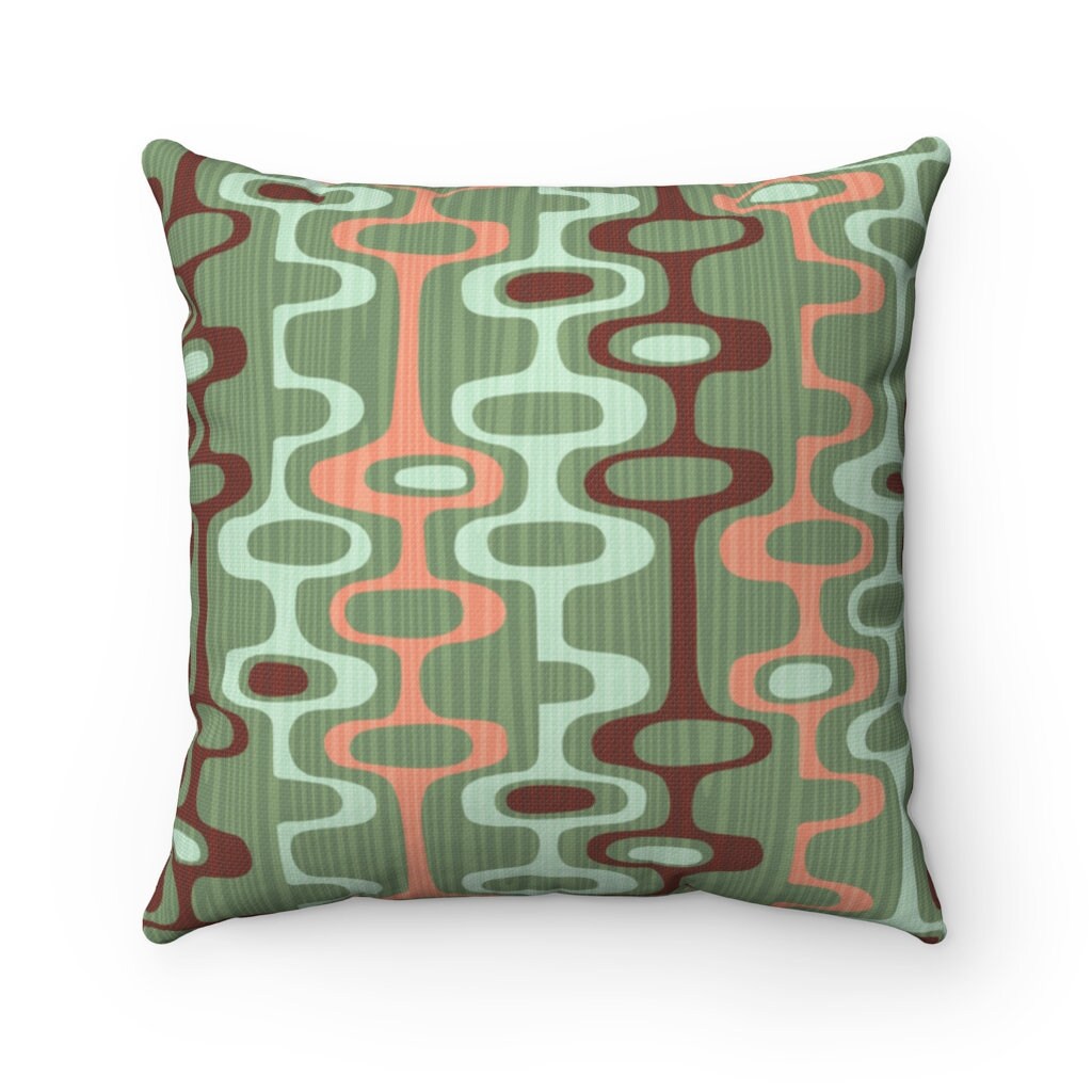 Mid Century Modern Pillow MCM Pillow Retro Pillow Green Etsy