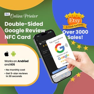 Double-Sided Google Review NFC Card | Google NFC Review Card | Works on iOS & Android