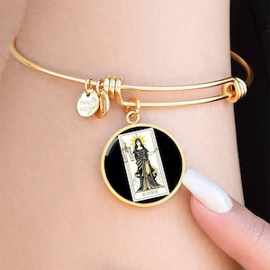 18k Gold Plated The Justice Tarot Bracelet, Tarot Card Bracelet, Gold Tarot Jewelry, Tarot Accessories, Custom Bracelet, Witchy Bracelet