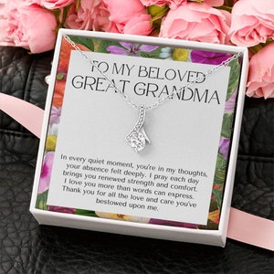 Collar de lujo para mi querida bisabuela con tarjeta de mensaje floral. Regalo para la bisabuela. Regalo para la gran nana. Collar para la abuela.