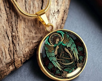 18k Gold Archangel Raphael Necklace Angel Jewelry Guardian Angel Necklace Angel Art Angel Gift Guardian Angel Gift Spiritual Jewelry