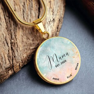 18k Gold Plated Mama Est Necklace, Custom Year Names Necklace, Mothers Necklace Mom Gift, Necklace for Mom, Mama Necklace, Mothers Day Gift