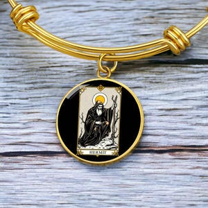 18k Gold Plated The Hermit Tarot Bracelet, Tarot Card Bracelet, Gold Tarot Jewelry, Tarot Accessories, Custom Bracelet, Witchy Bracelet