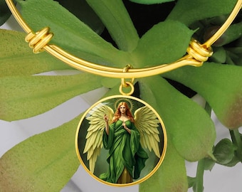 18k Gold Plated Archangel Haniel Bracelet Guardian Angel Jewelry Archangel Pendant Angel Art Guardian Angel Gift Spiritual Jewelry