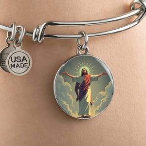 18K Gold Jesus Bracelet | Sacred Heart of Jesus Christ | Gold and Stainless Steel Options | Jesus Jewelry Team Jesus | Adjustable Bracelet