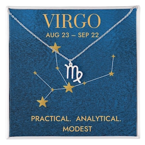 Virgo Zodiac Sign Necklace Astrology Jewelry Gift Virgo Birthday Zodiac Pendant Charm Gold Zodiac Necklace August September Birthday Gift