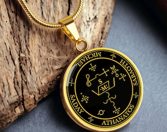 18k Gold Plated Archangel Michael Sigil Necklace Guardian Angel Necklace Archangel Sigil Protection Sigil Archangel Pendant Angel Sigils